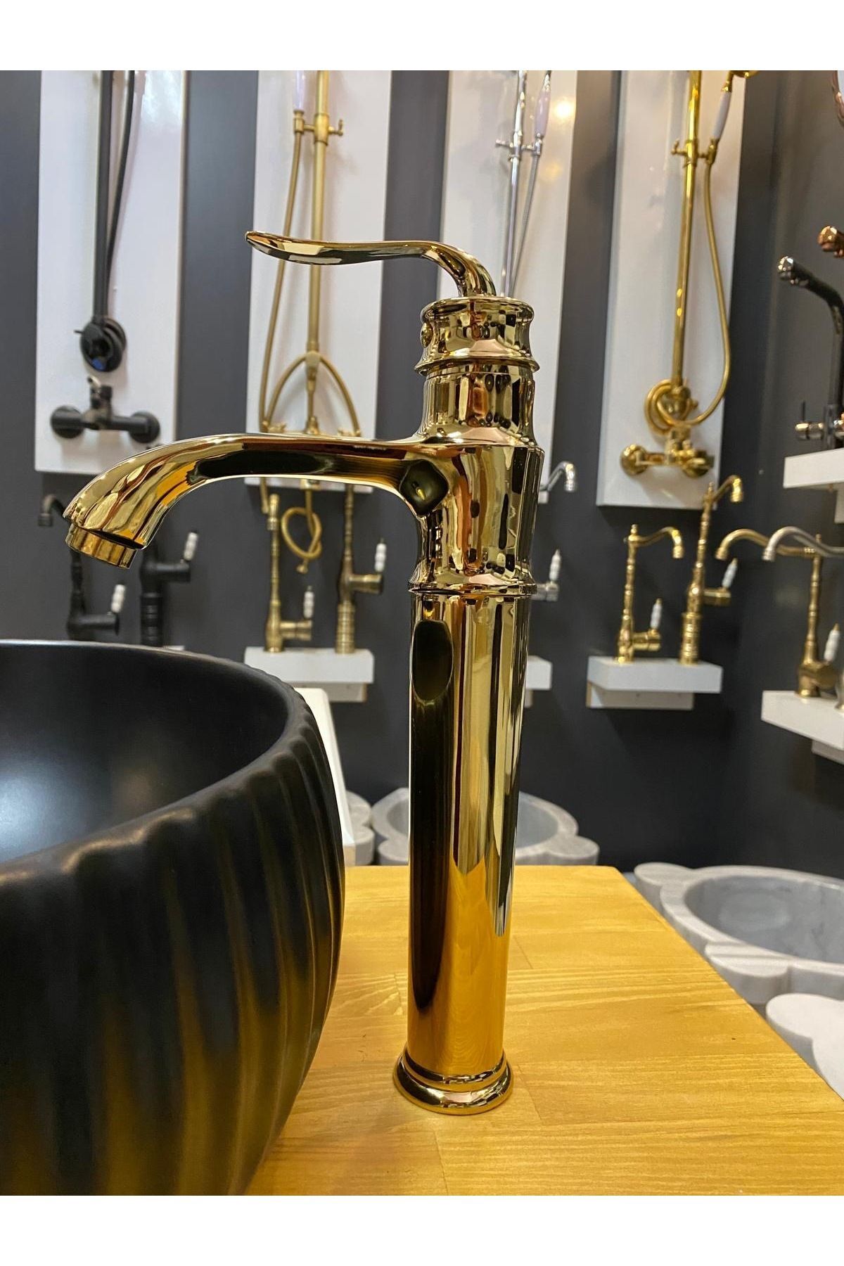 Gold Çanak Lavabo Bataryası Vintage Model Çanak Armatür 5 Yıl Garantili Batarya