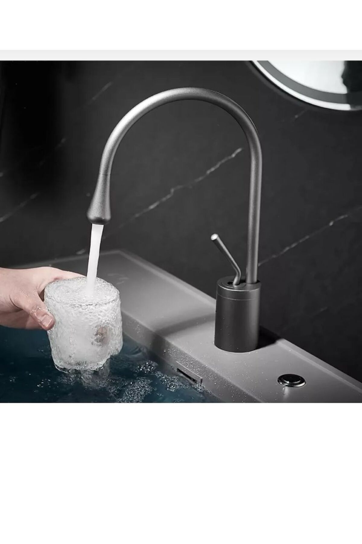 Siyah Lavabo Bataryası Siyah Banyo Musluğu Drop Design Lavabo Armatür