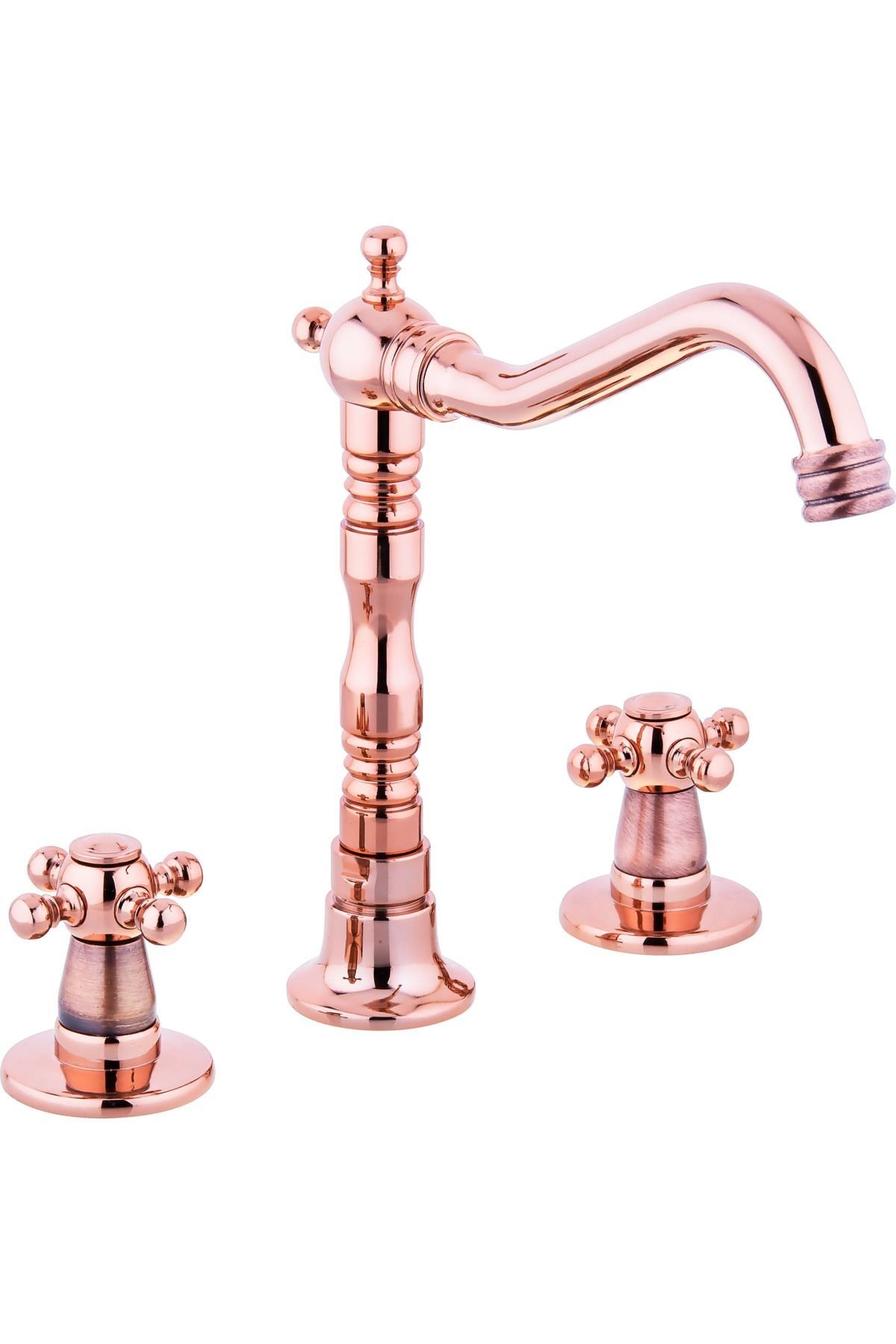 Ankastre Lavabo Bataryası Bronz Lavabo Musluğu Üç Girişli Bakır Batarya Ankastre Vintage