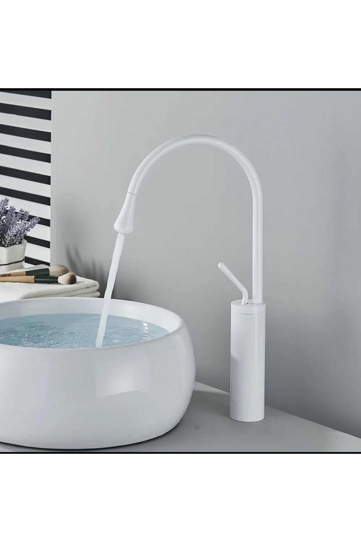 Çanak Lavabo Bataryası Mat Beyaz Lavabo Musluğu Drop Design Armatür Beyaz Musluk