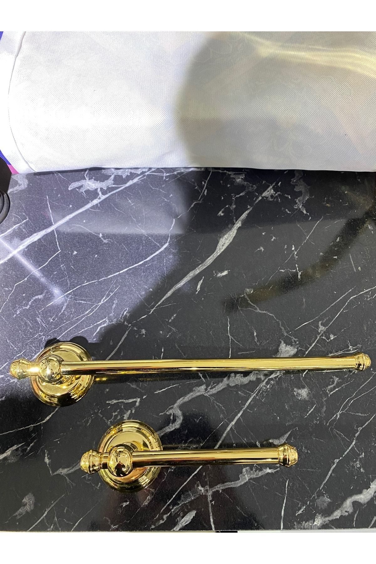 Gold Havluluk Ve Tuvalet Kağıtlığı Vintage Tasarım Altın Havluluk Ve Kağıtlık Set Pirinç